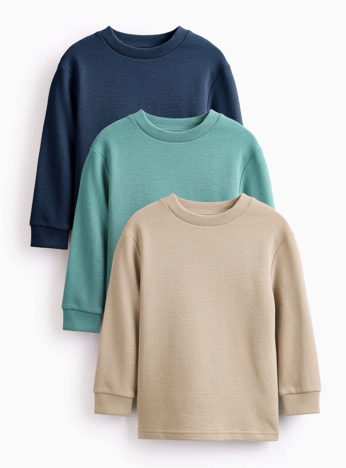 Textured Long Sleeve T-Shirts 3 Pack 