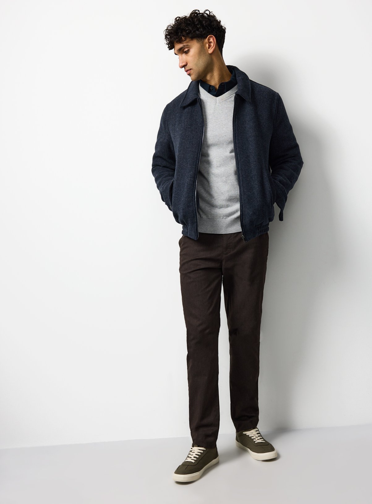 Brown Puppytooth Slim Fit Smart Trousers