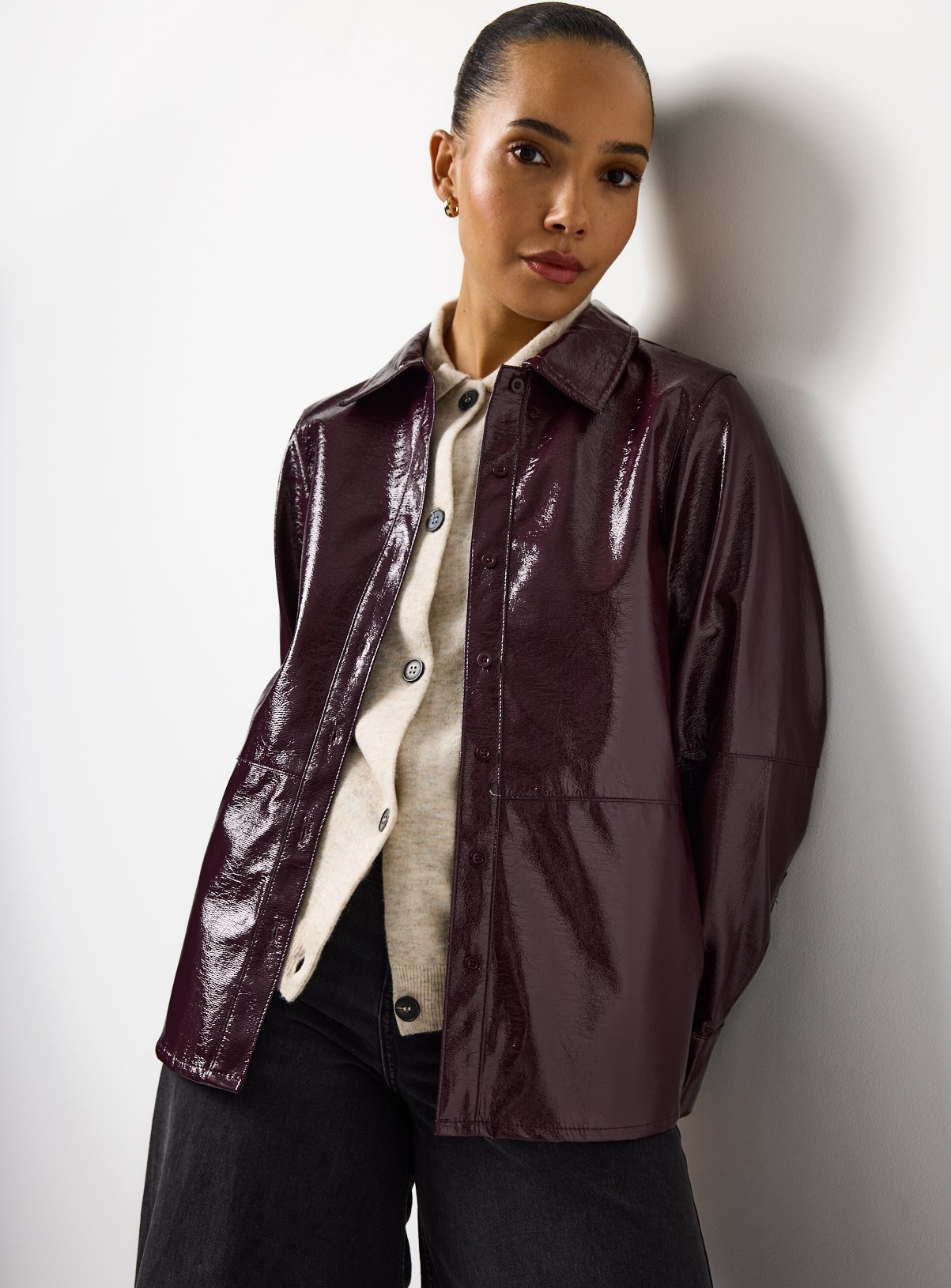 Burgundy Vinyl Long Sleeve Shirt