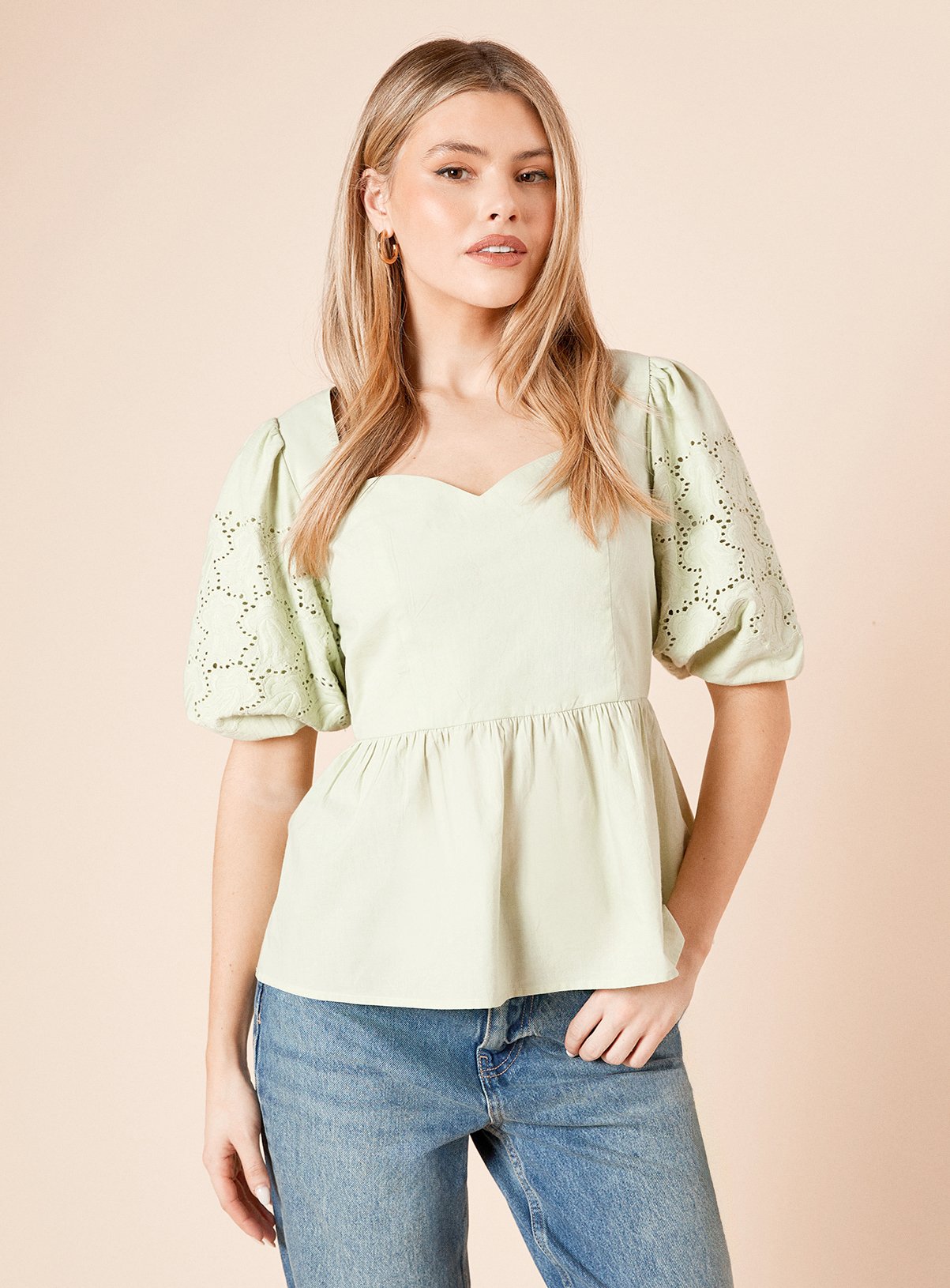 DOROTHY PERKINS Cutwork Sleeve Poplin Blouse 