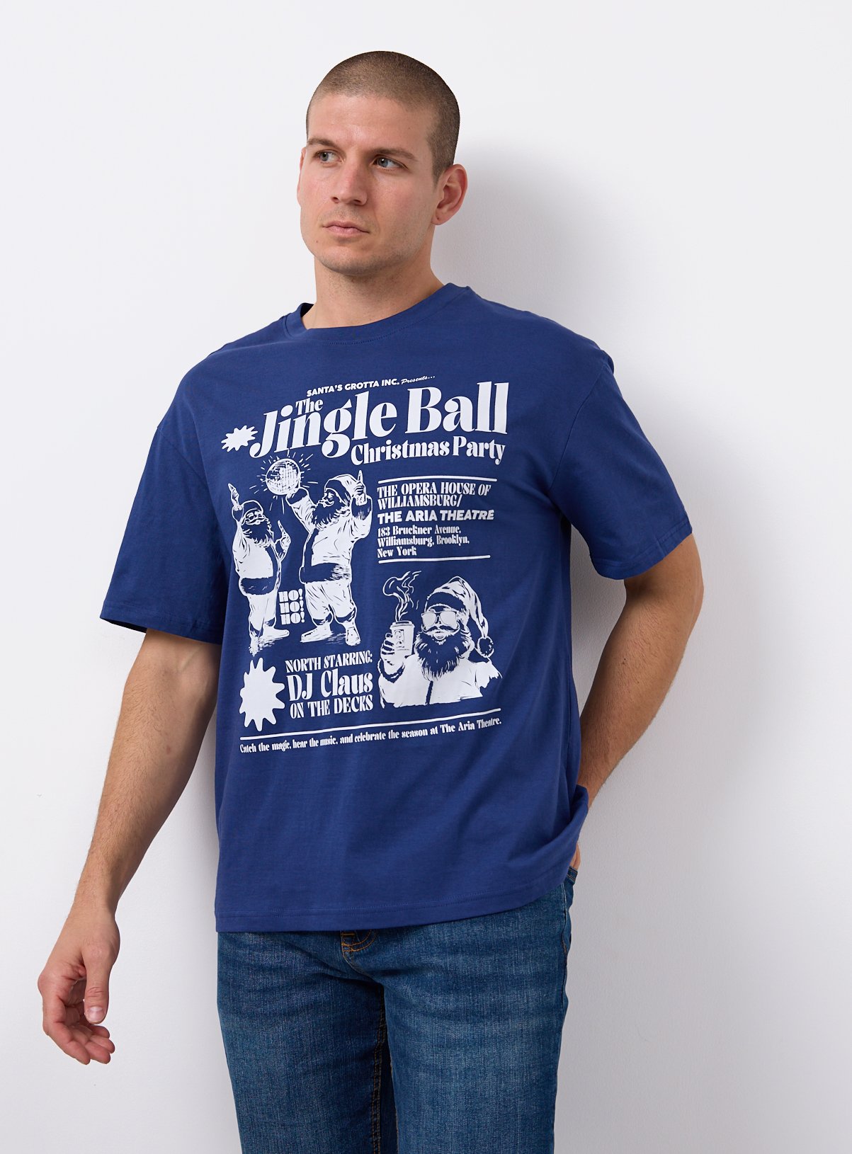 Navy Christmas Jingle Ball Graphic T-Shirt 