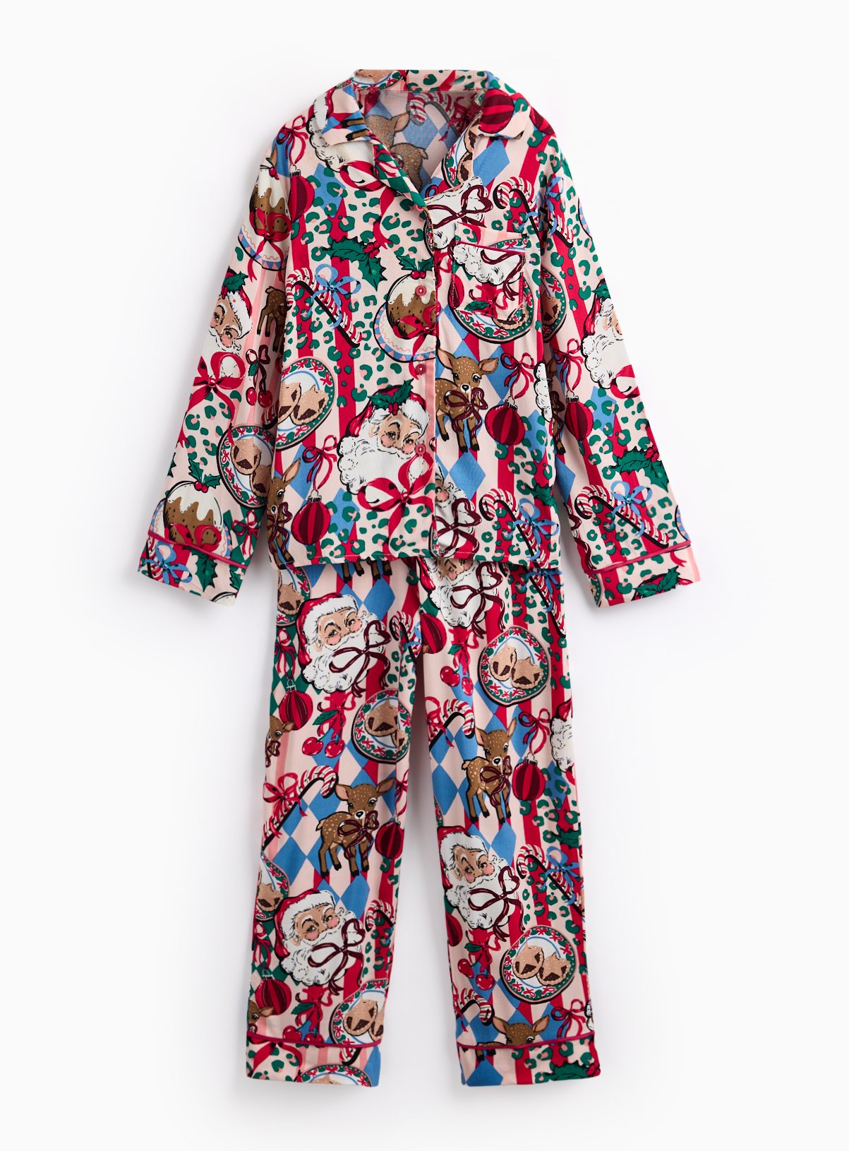 Mini Me Kids' Christmas Printed Pink Viscose Pyjamas