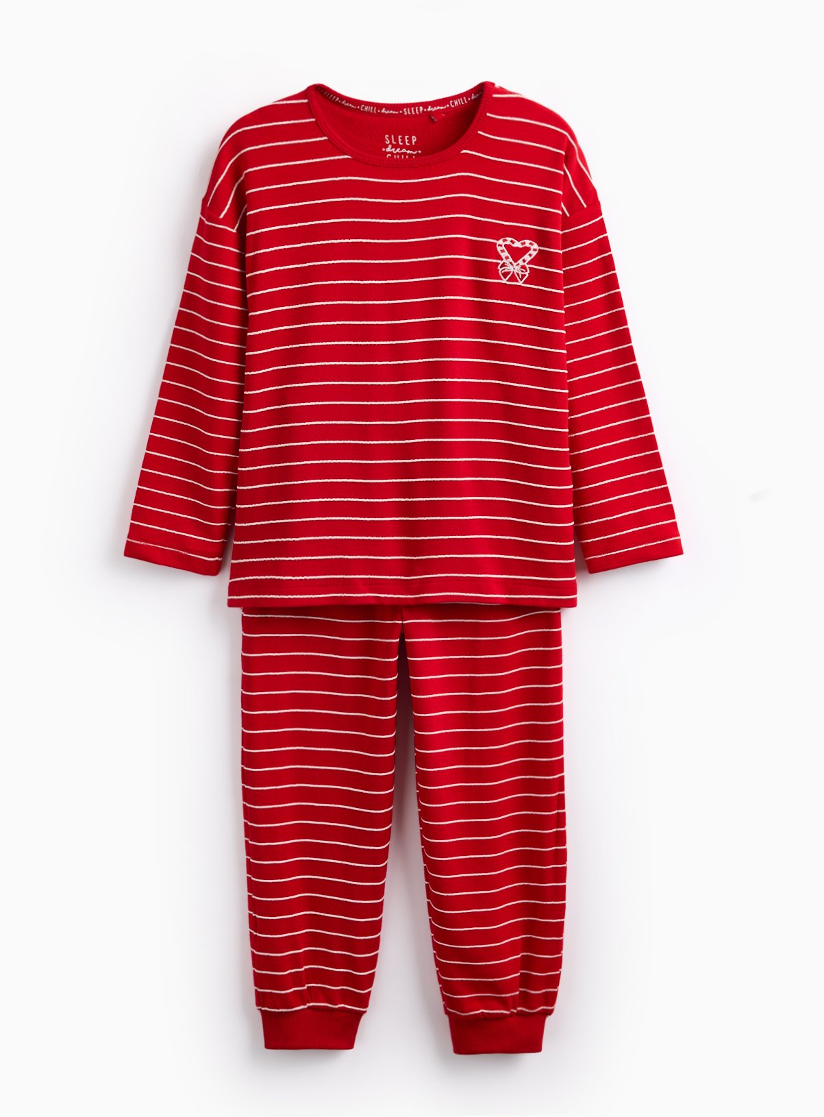 Christmas Red Striped Candy Cane Printed Pyjamas 8-9 years