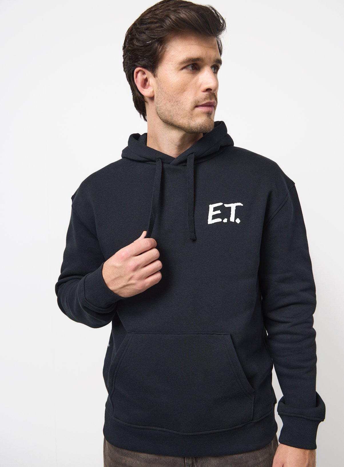 E.T. Black Graphic Overhead Hoodie  