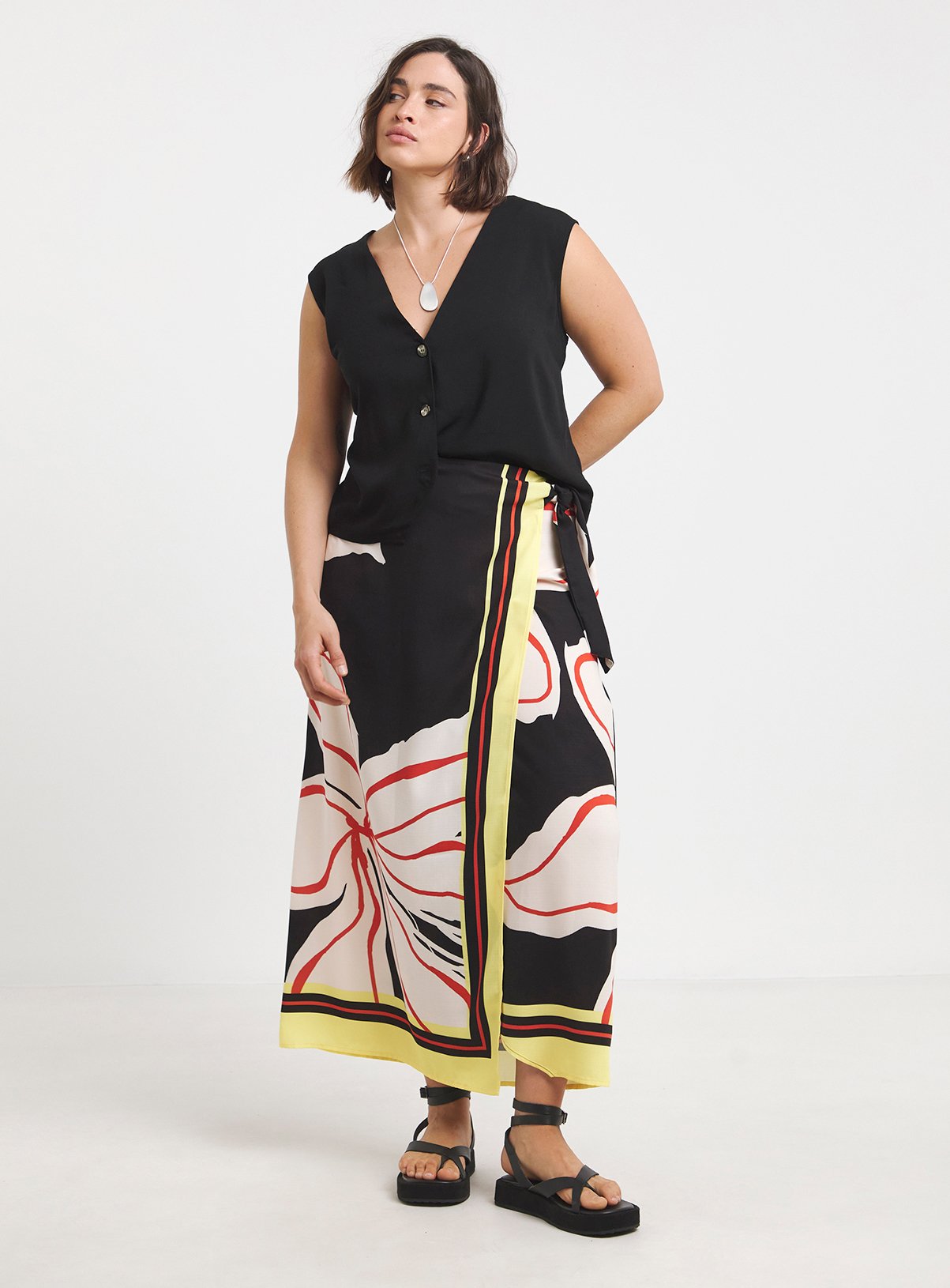 SIMPLY BE Spun Viscose Knot Detail Midaxi Skirt