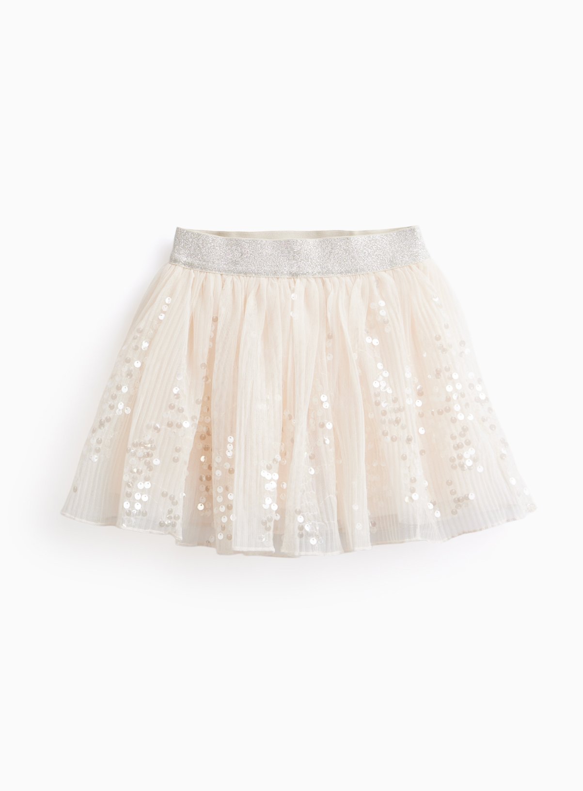 Cream Sequin Mesh Tutu Skirt 
