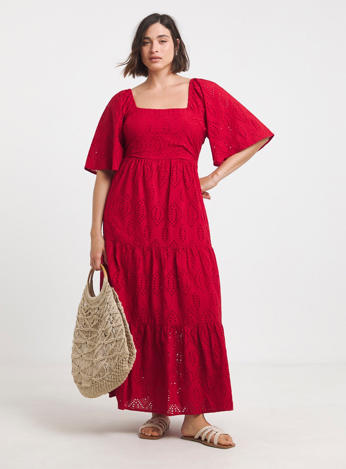SIMPLY BE Broderie Tiered Maxi Dress
