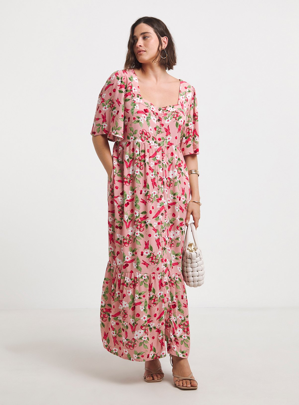 SIMPLY BE Crinkle Button Through Maxi Dress