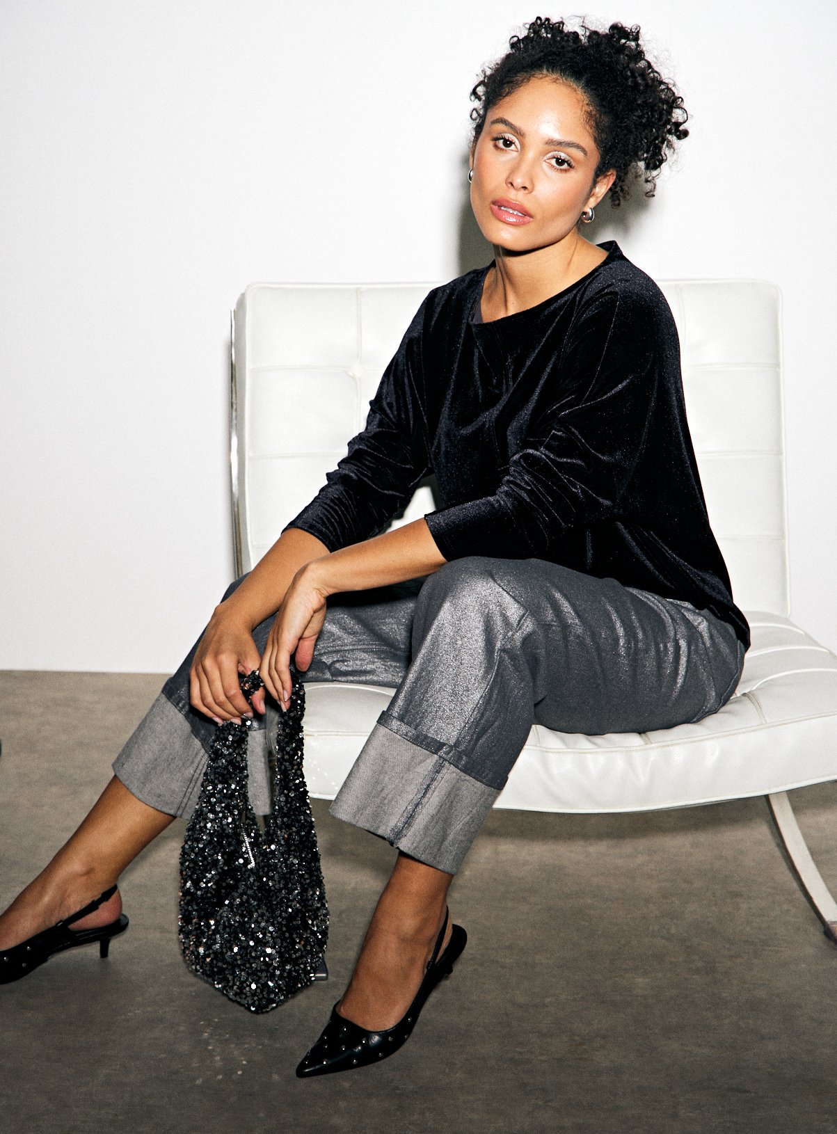 Black Batwing Sleeve Velvet Top 20