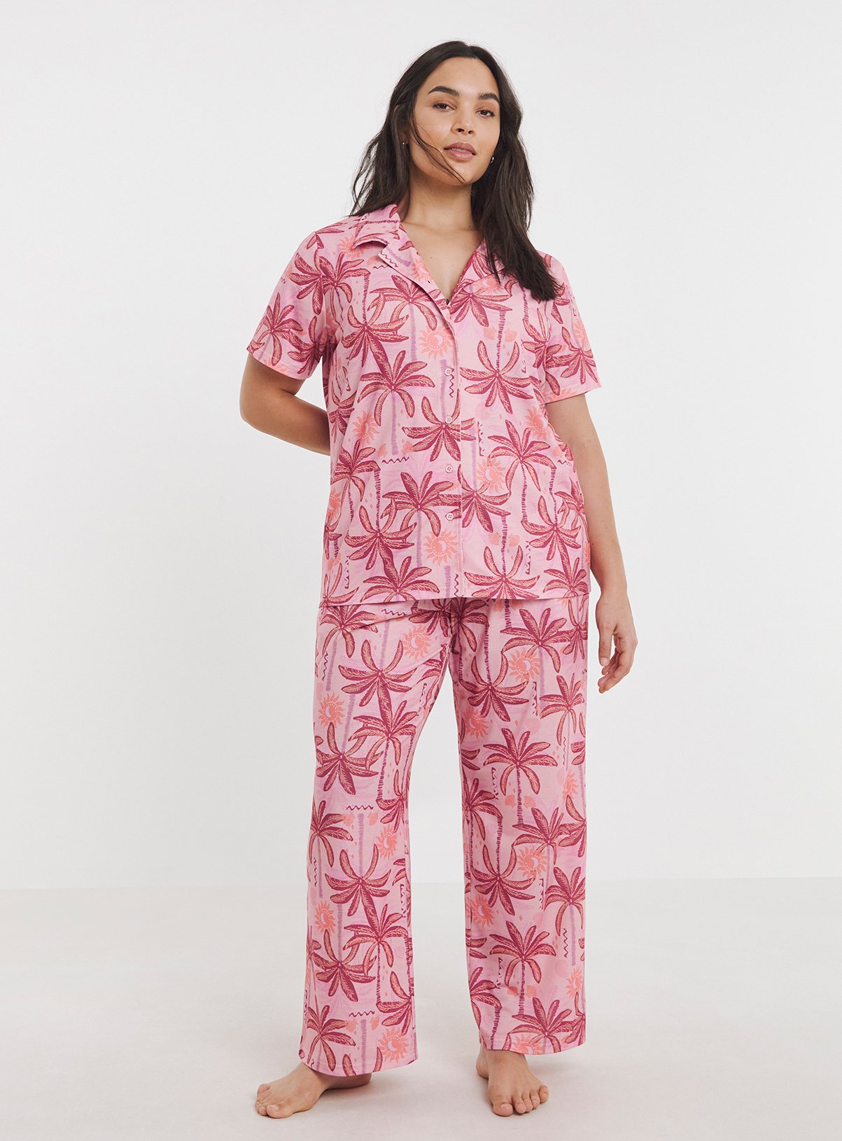 SIMPLY BE Button Through Pyjamas Set 