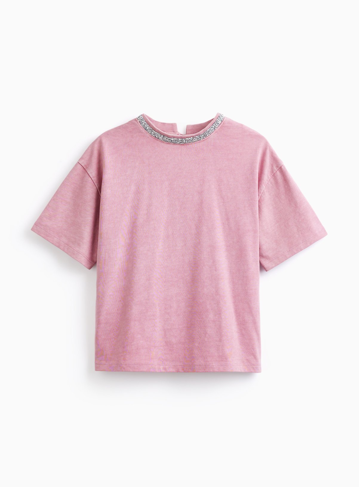 Pink Embellished Neckline T-Shirt 9 years