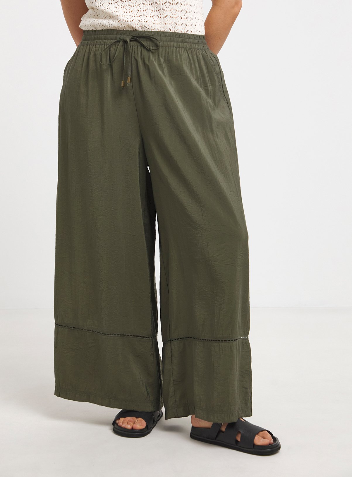 SIMPLY BE Extreme Wide Leg Trim Detail Trousers