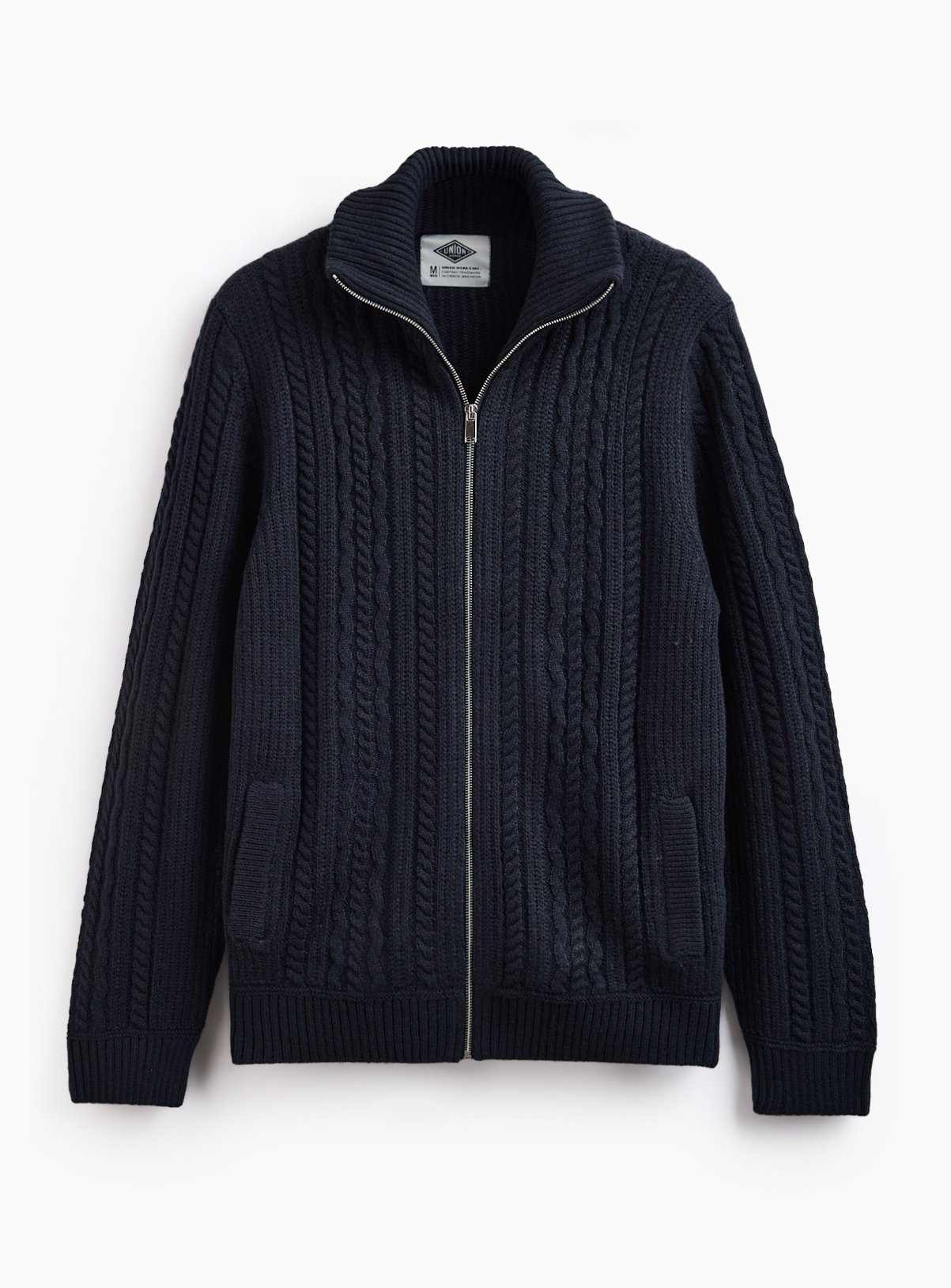 UNION WORKS Navy Cable Knit Full Zip Cardigan XXXXL