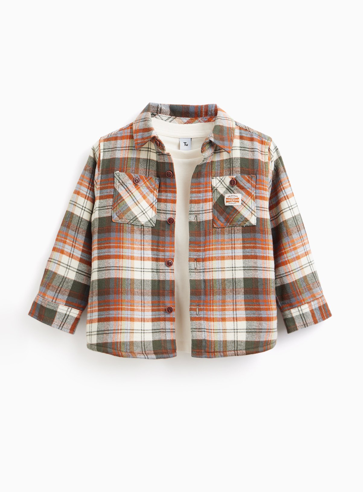 Borg-Lined Checked Shirt & T-Shirt Set