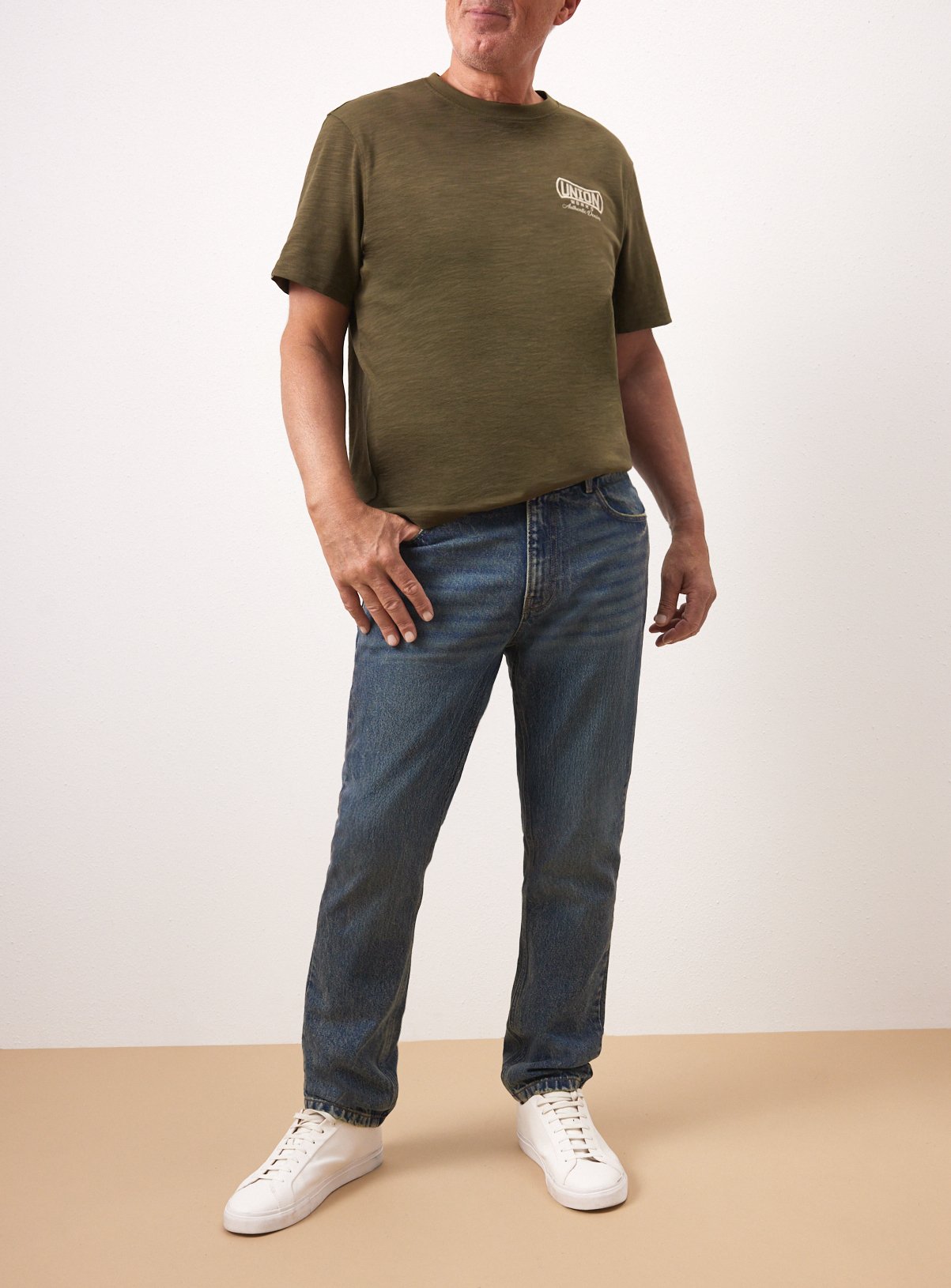 UNION WORKS Vintage Mid Wash Straight Leg Denim Jeans