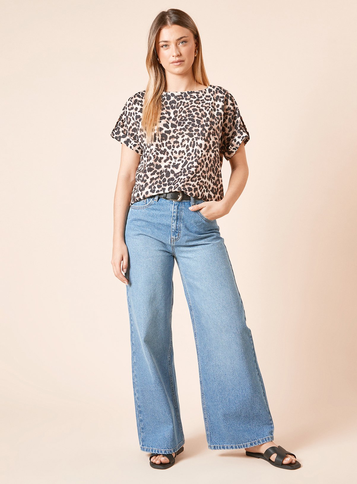 DOROTHY PERKINS Leopard Roll Sleeve Blouse 18