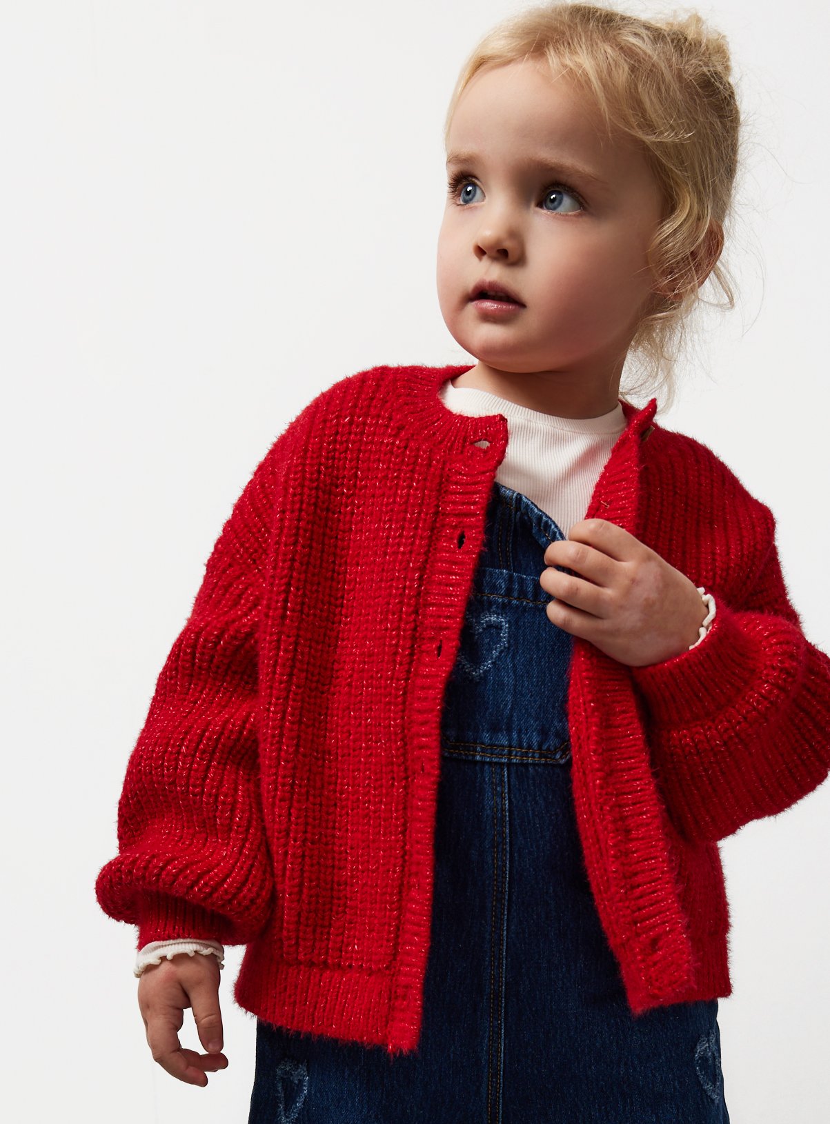 Red Crew Neck Knitted Cardigan 11 years