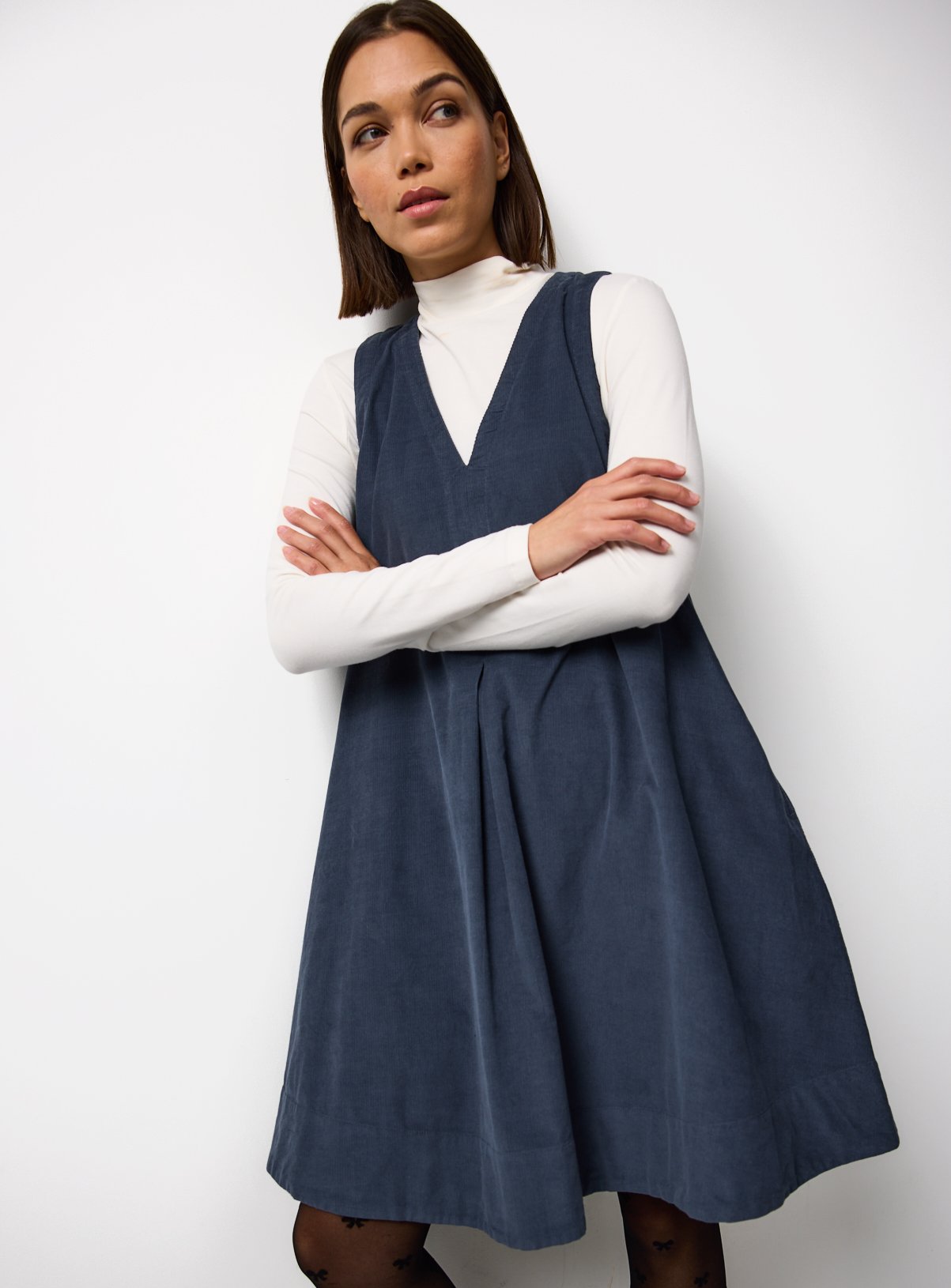 Navy Corduroy Midi Dress 12
