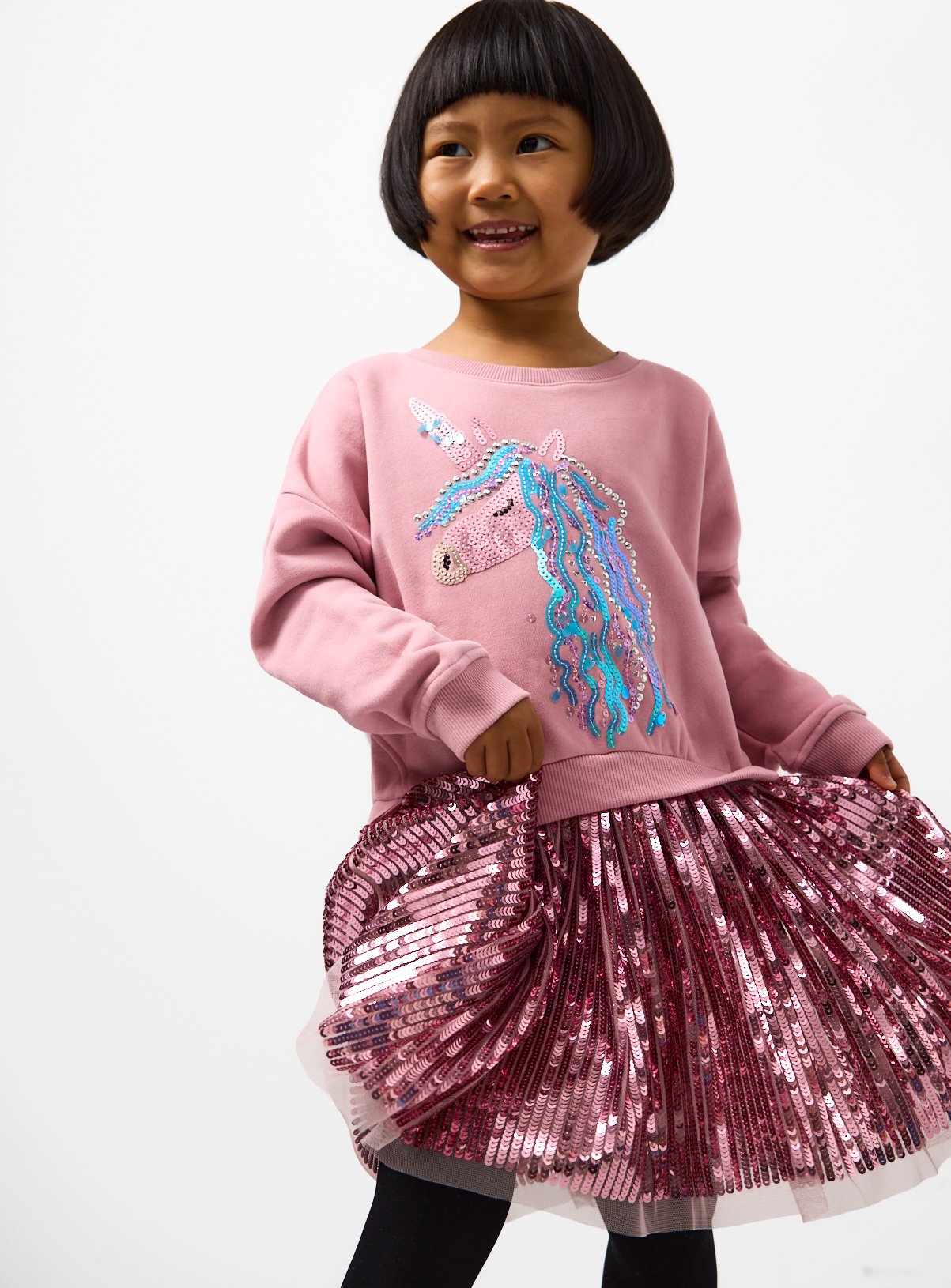 Pink Sequin Party Tutu Sweatshirt Dress 5-6 years