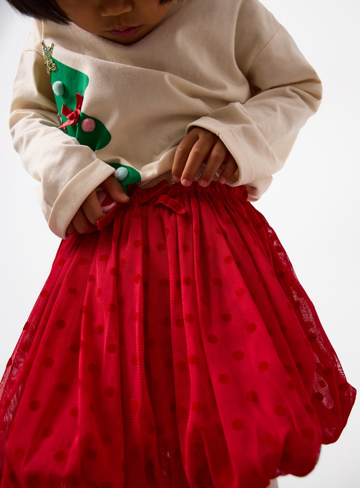 Red Tulle Mesh Puffball Tutu Skirt 