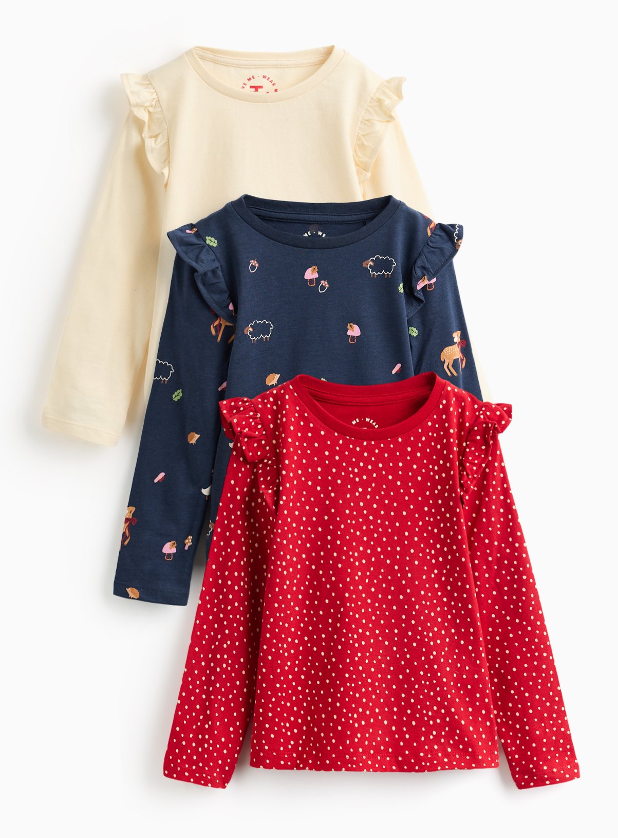 Autumn Woodland Printed Long Sleeve Tops 3 Pack 