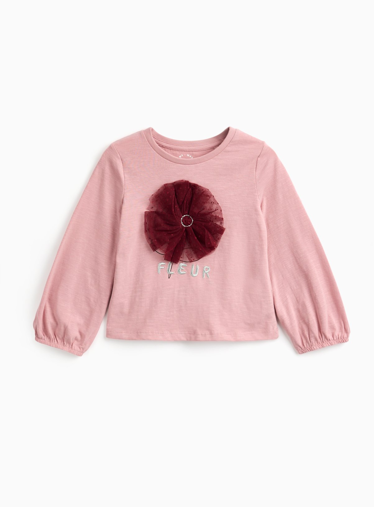 Pink Flower Design Long Sleeve Top
