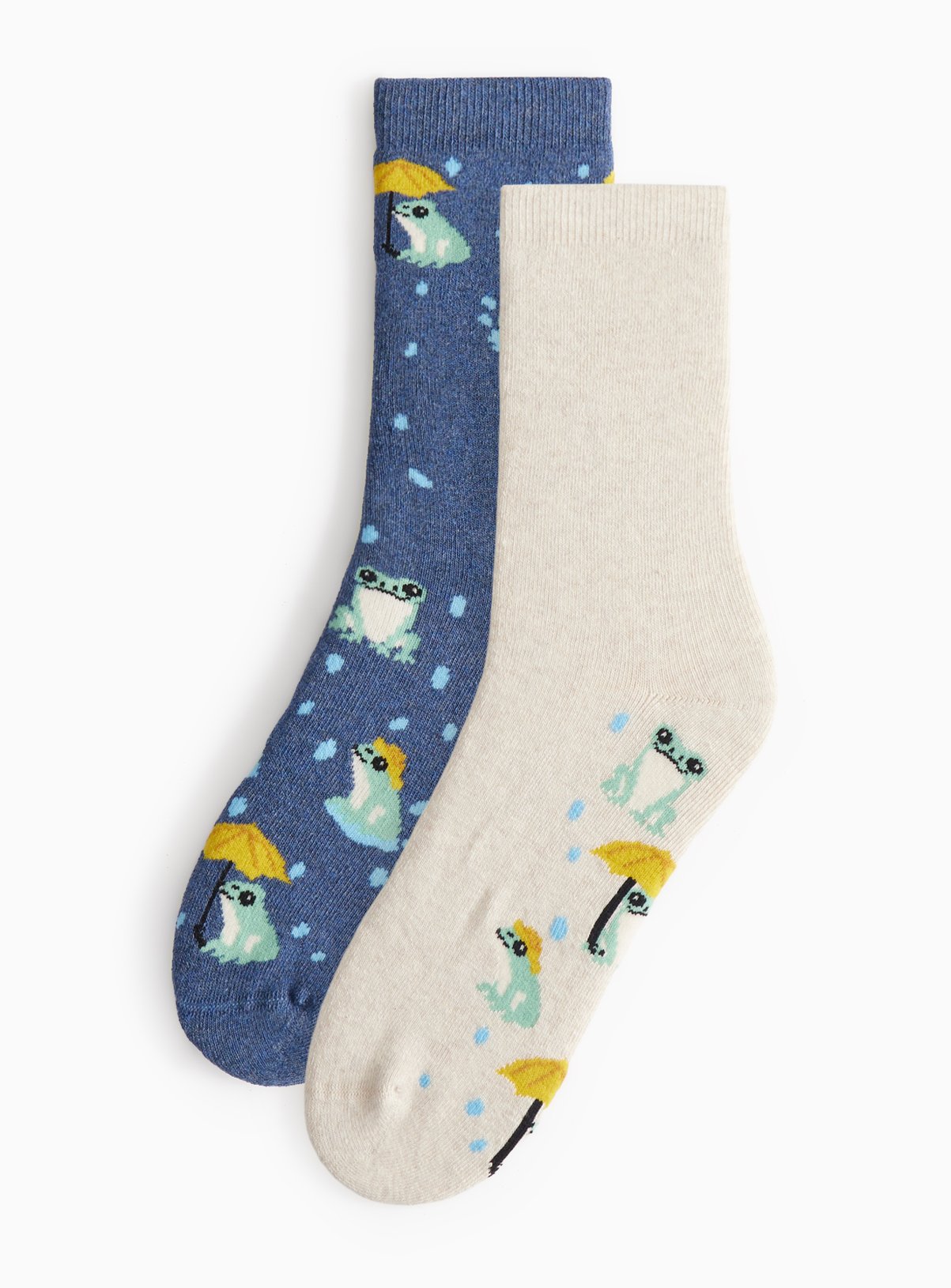 Frog Print Cropped Welly Socks 2 Pack 4-8