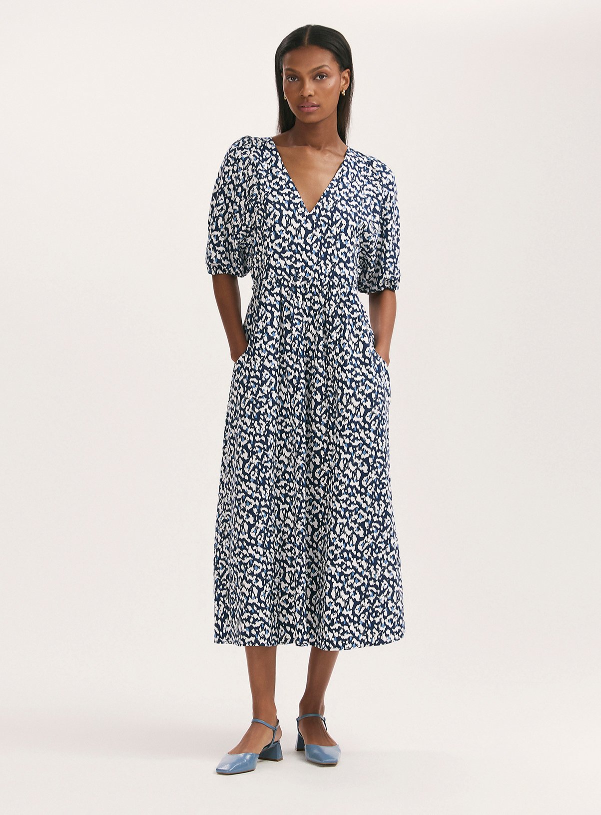 FINERY Katie Dress Navy Animal 