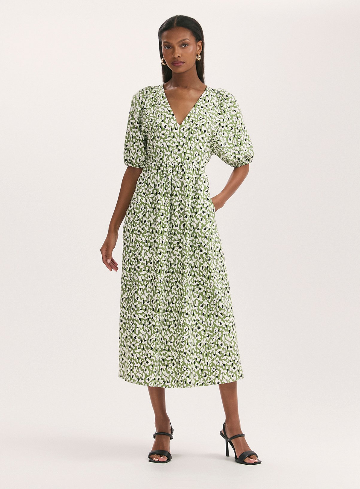 FINERY Katie Dress Green Animal