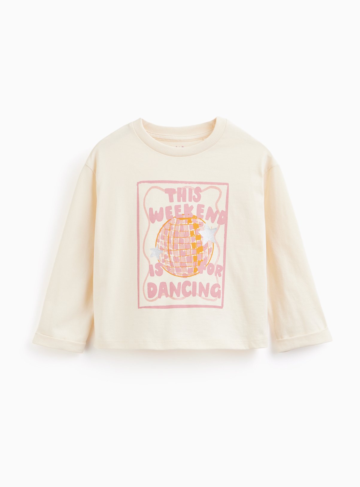 Cream Disco Ball Long Sleeve Top 