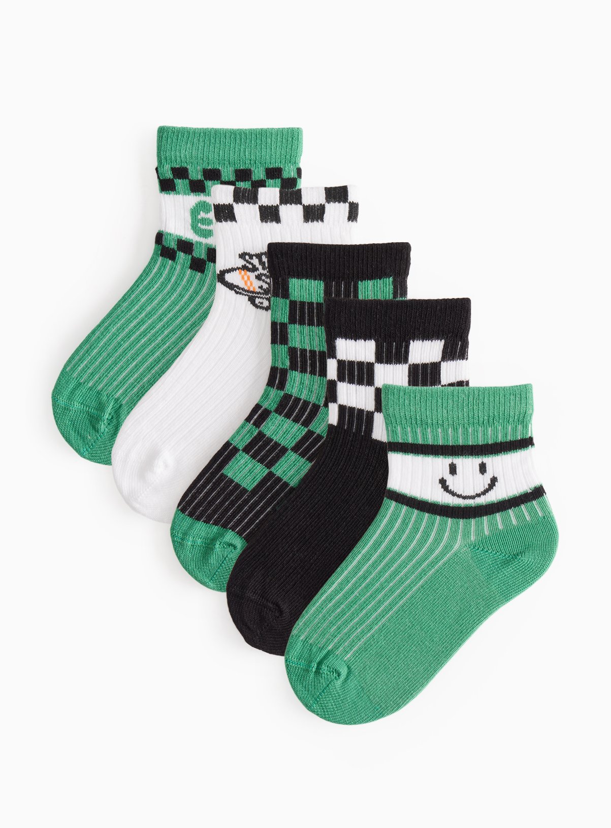 Chequered Skate Print Ankle Socks 5 Pack