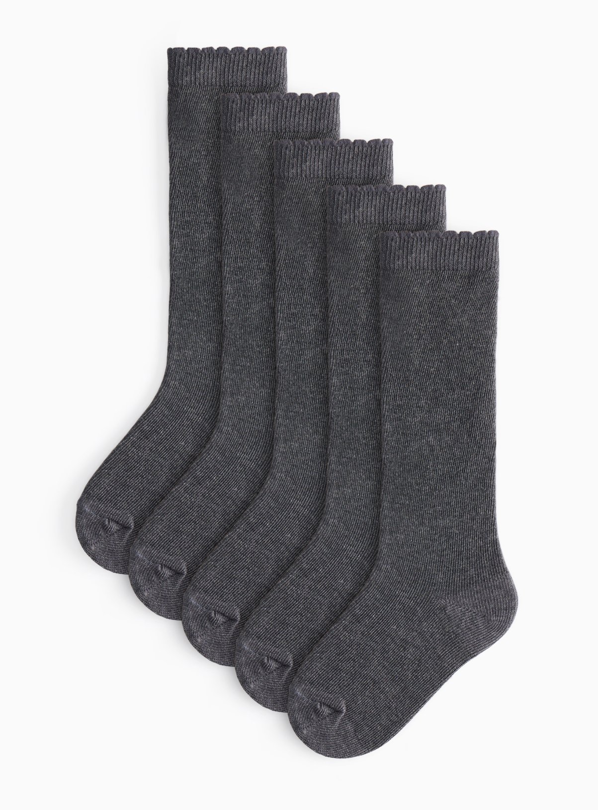 Grey Plain Knee High Socks 5 Pack 