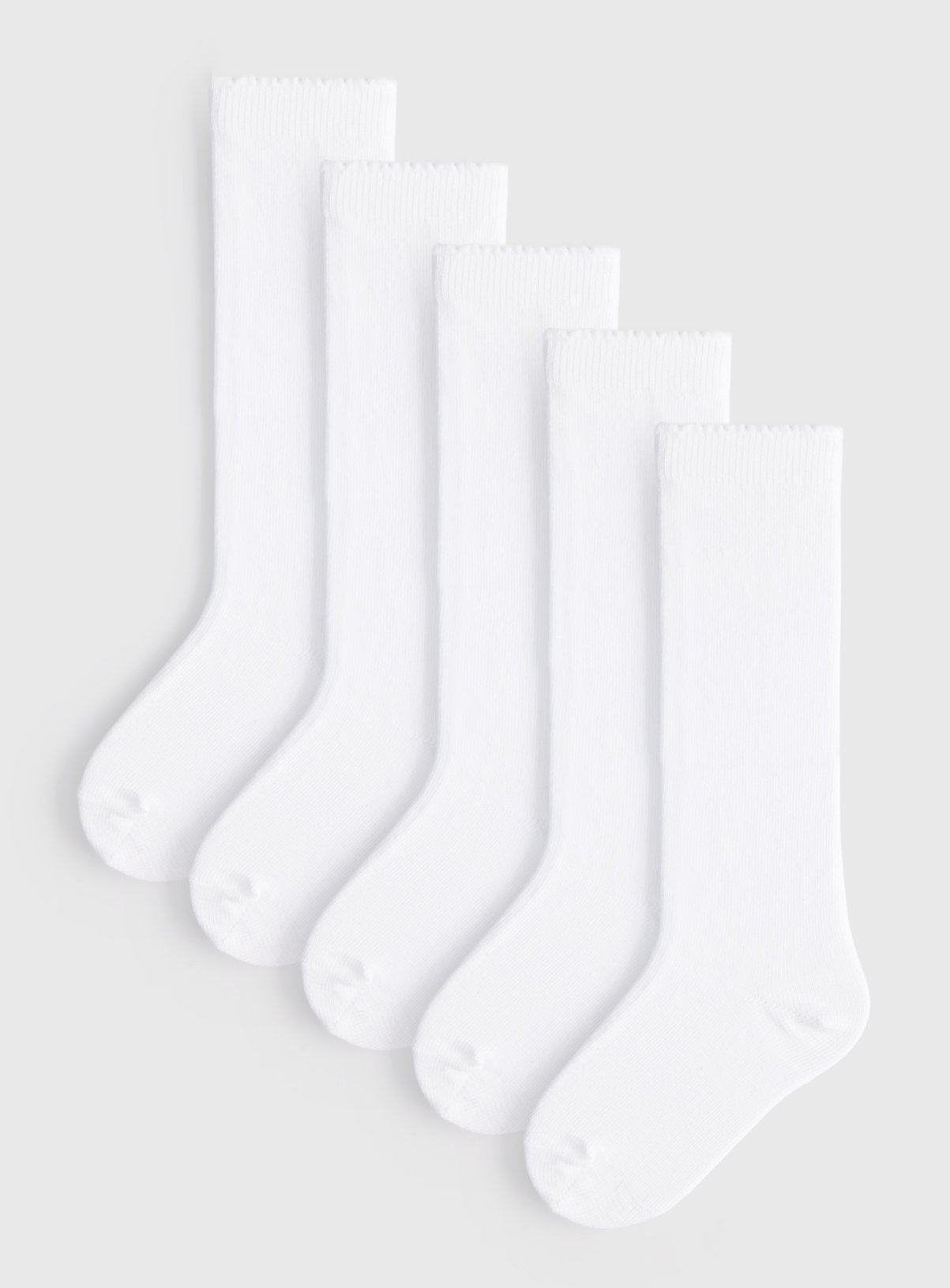 White Plain Knee High Socks 5 Pack