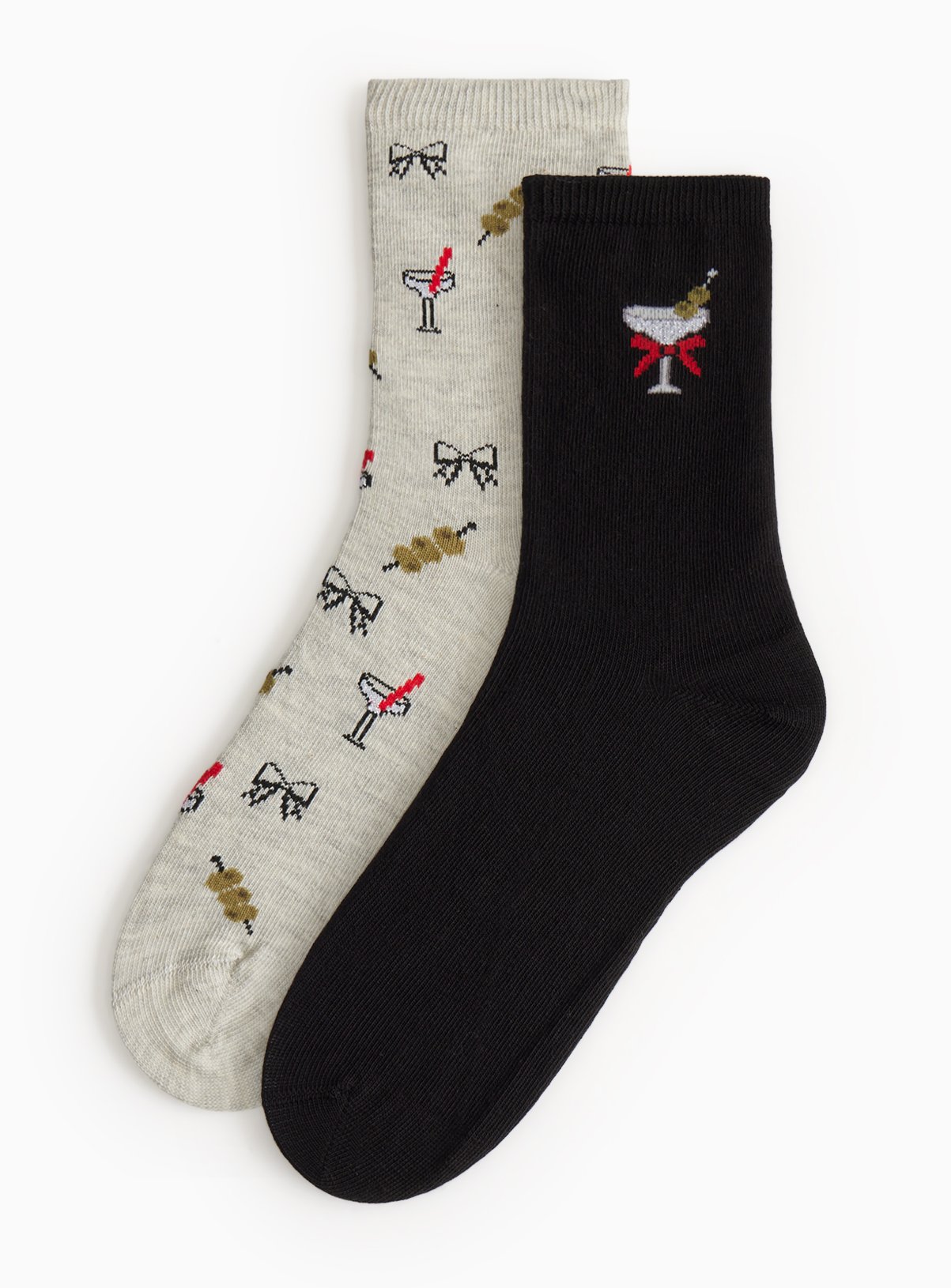 Christmas Martini Printed Ankle Socks 2 Pack 4-8