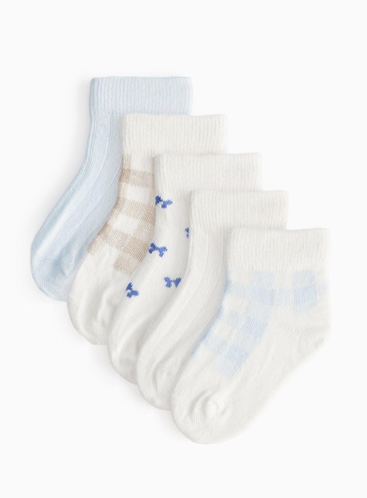 Bow & Checked Socks 5 Pack