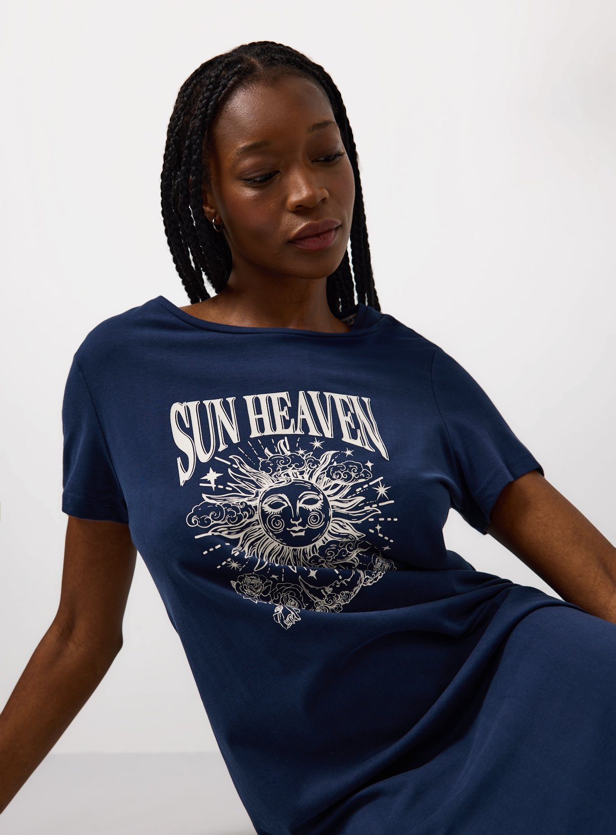 Navy Sun Heaven Longline Sleep Tee