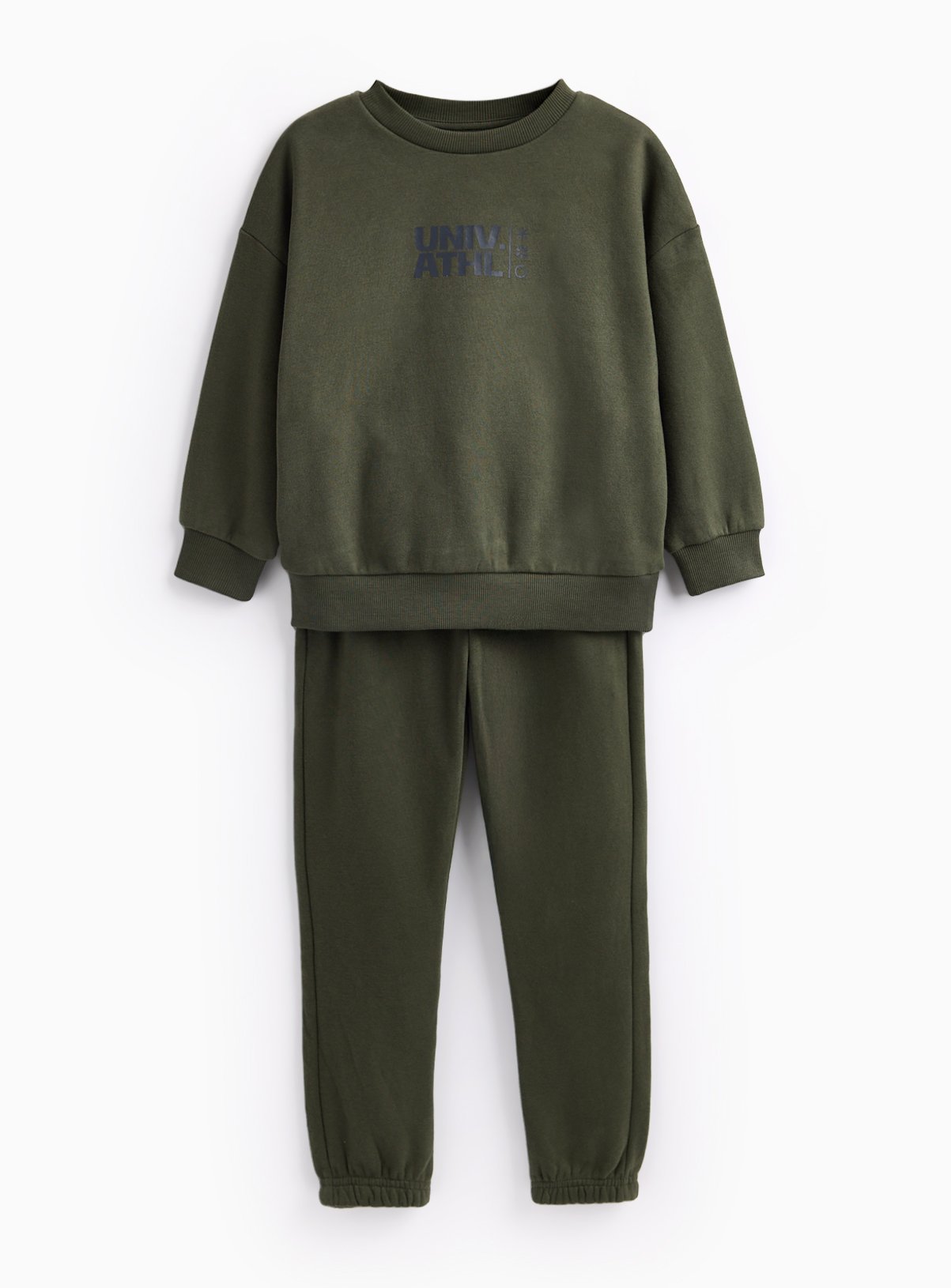 Khaki Printed Crew Neck Sweatshirt & Joggers 