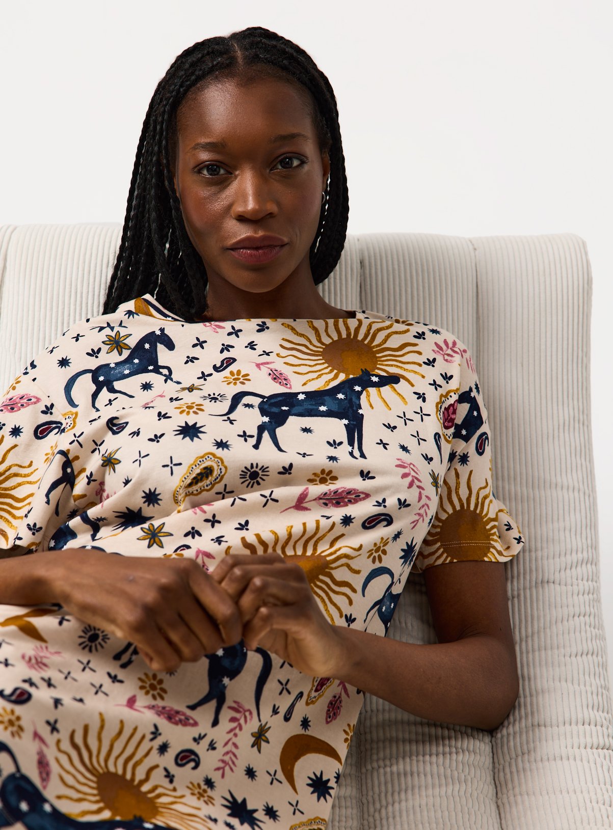 Cream Cosmic Cowgirl Core Sleep Tee