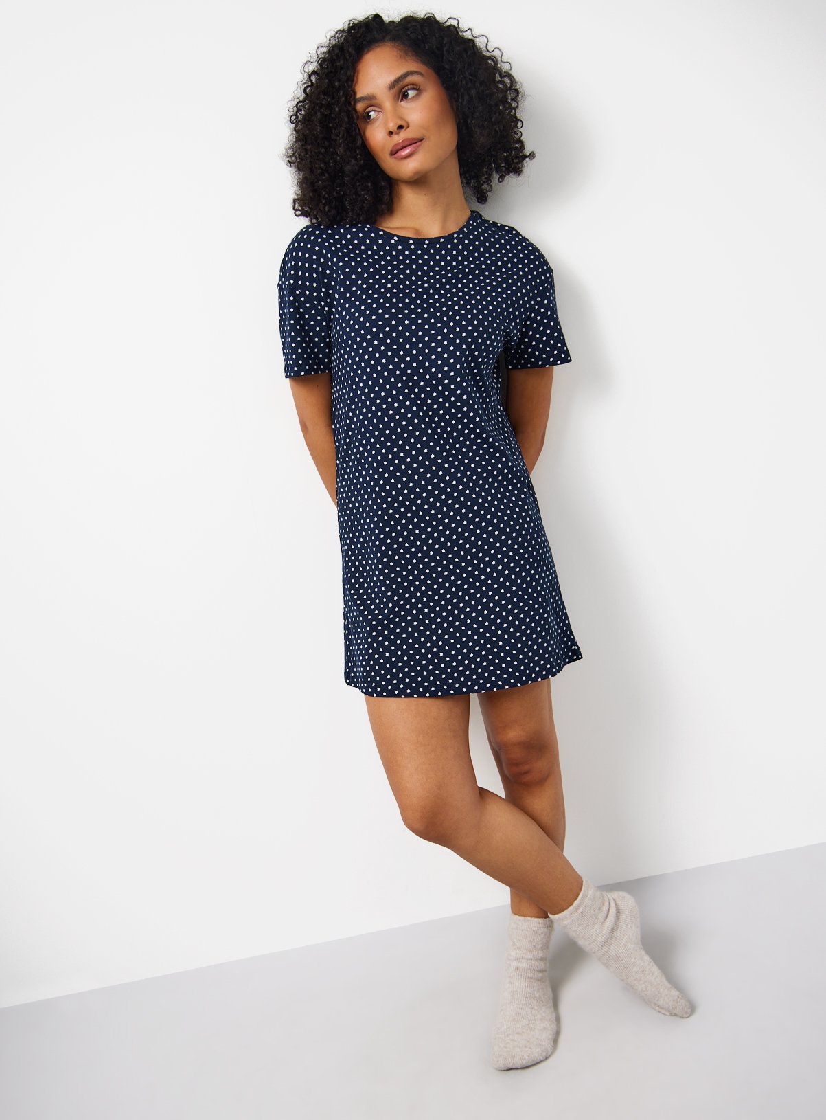 Navy Star Printed Sleep T-Shirt 