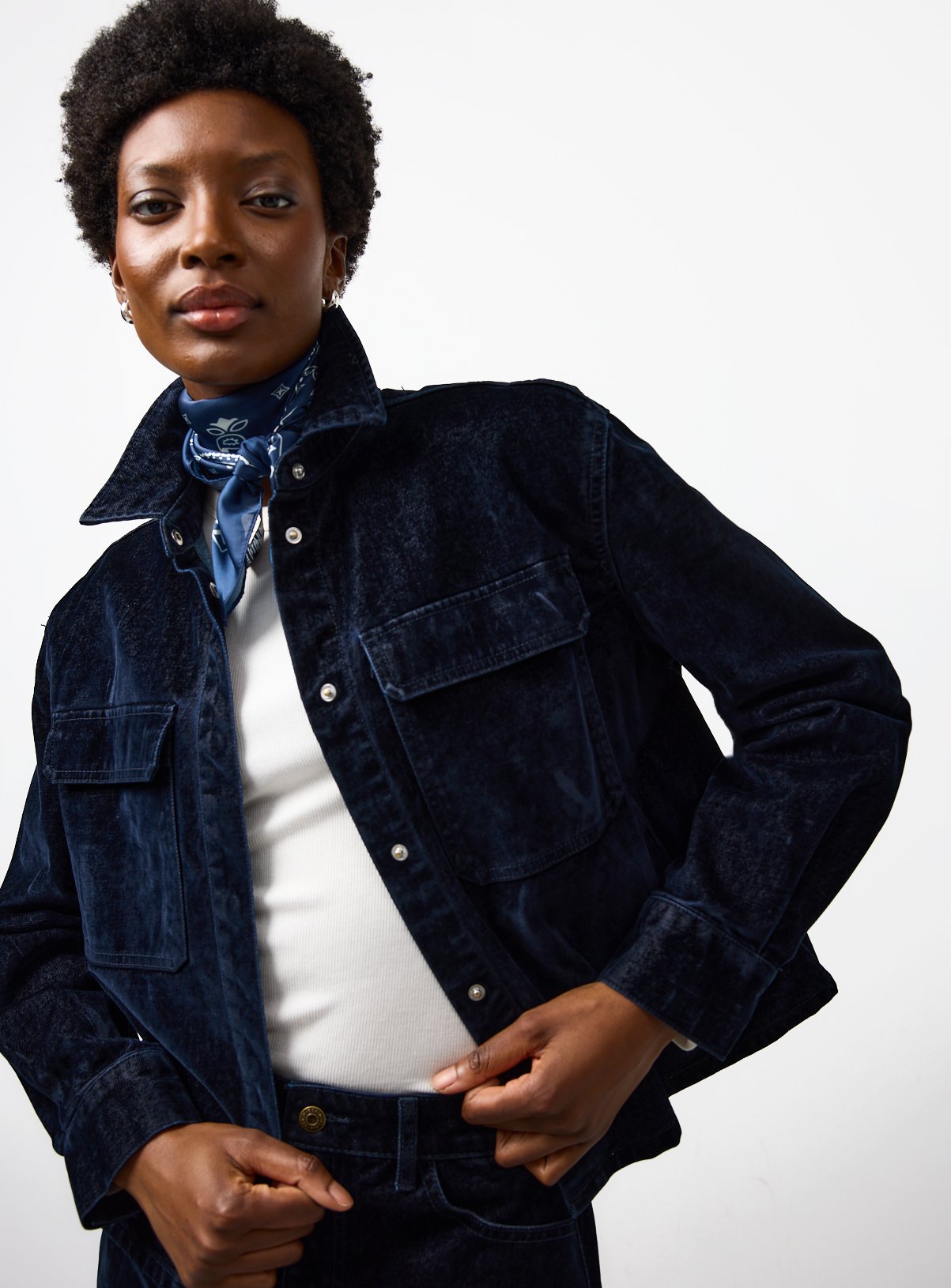 Flocked Denim Boxy Fit Jacket 20