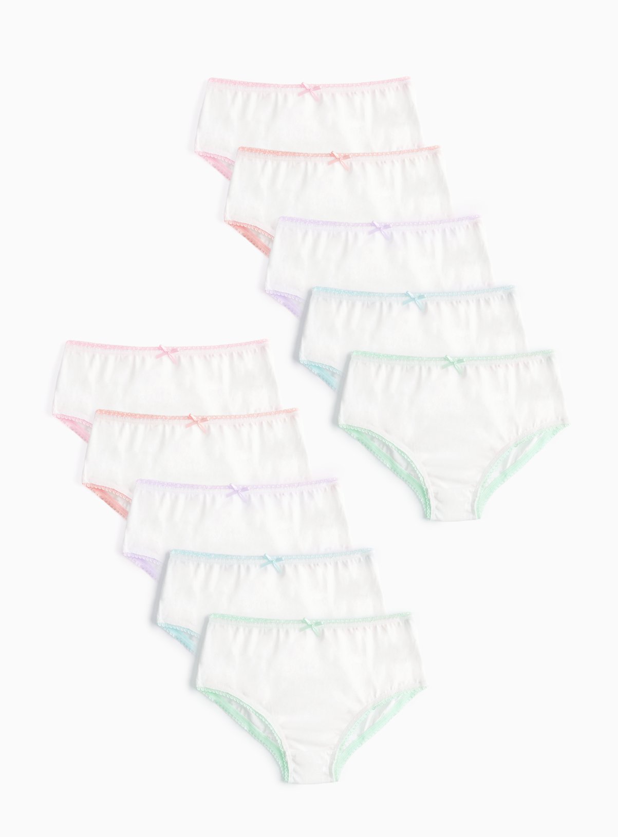 White Briefs with Coloured Trims 10 Pack 7-8 years