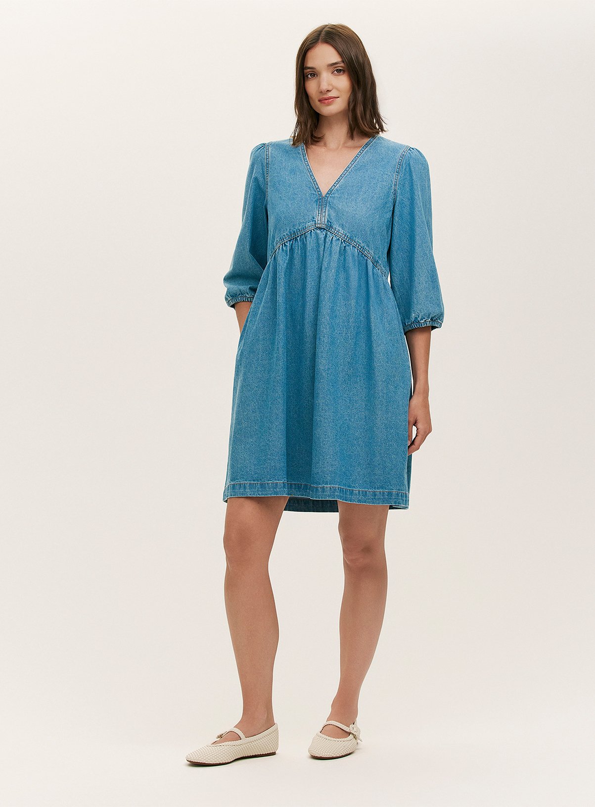 FINERY Marilyn Denim Dress Light Blue 