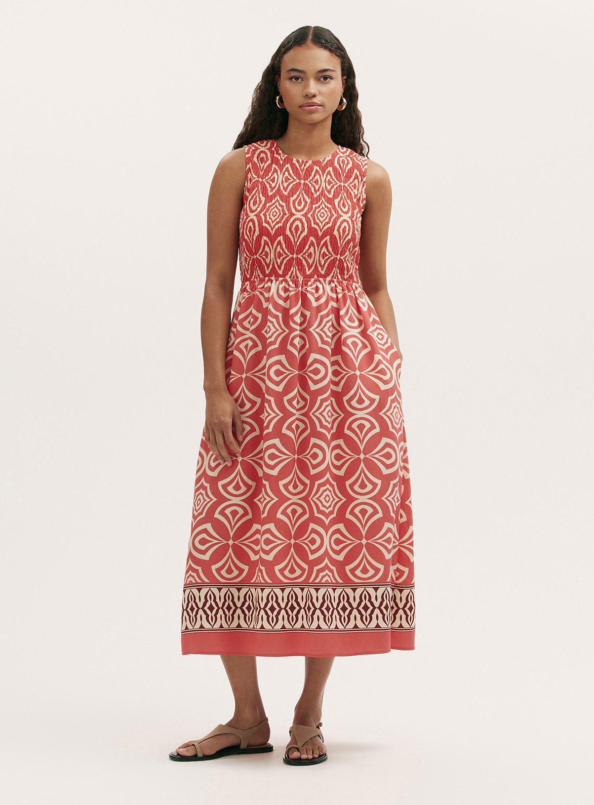 FINERY Skylar Dress Coral Mosaic 