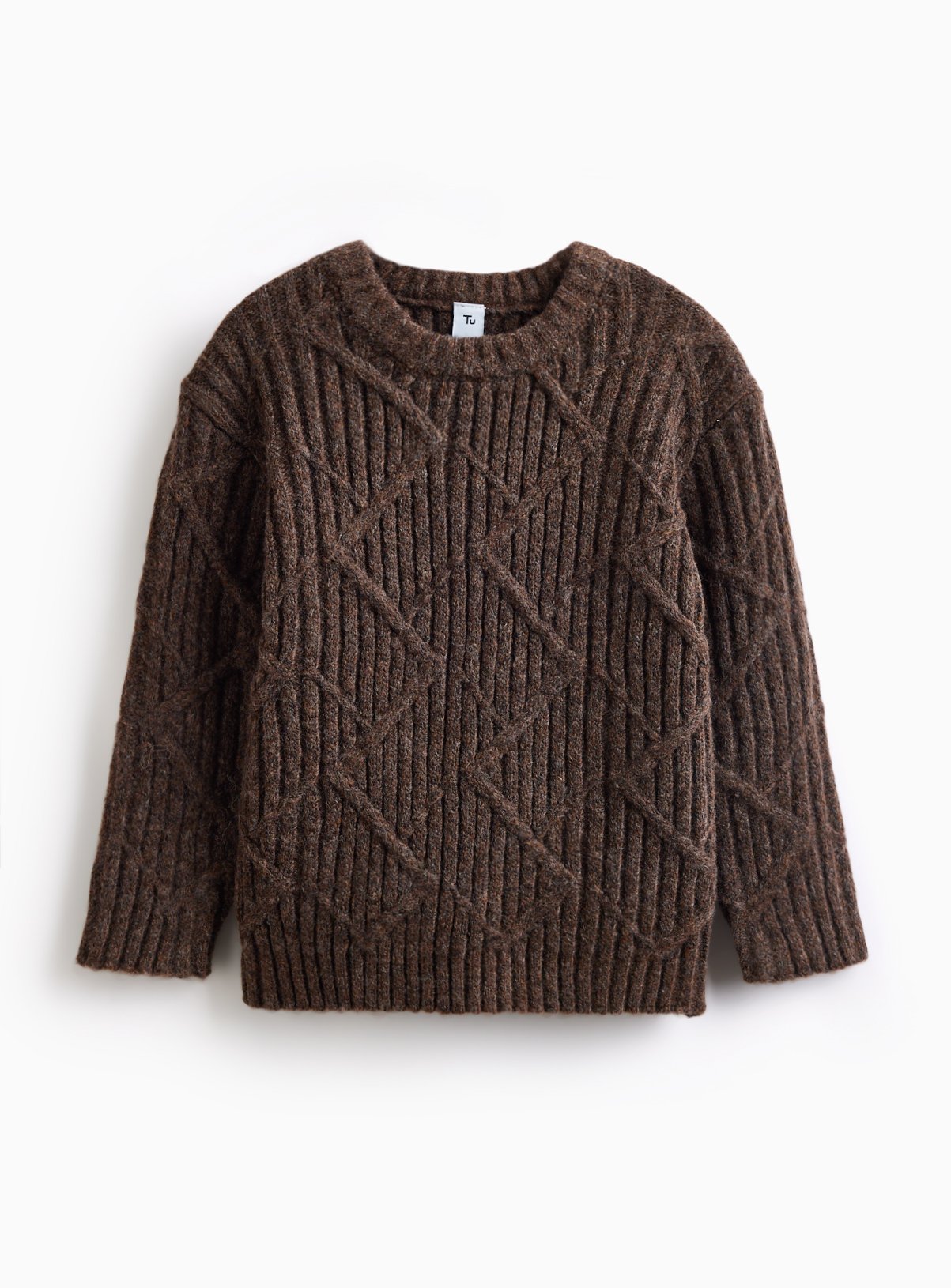 Brown Twisted Knit Jumper