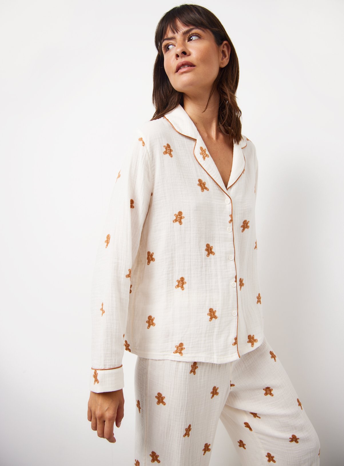 Christmas Gingerbread Double Cloth Traditional Pyjamas 