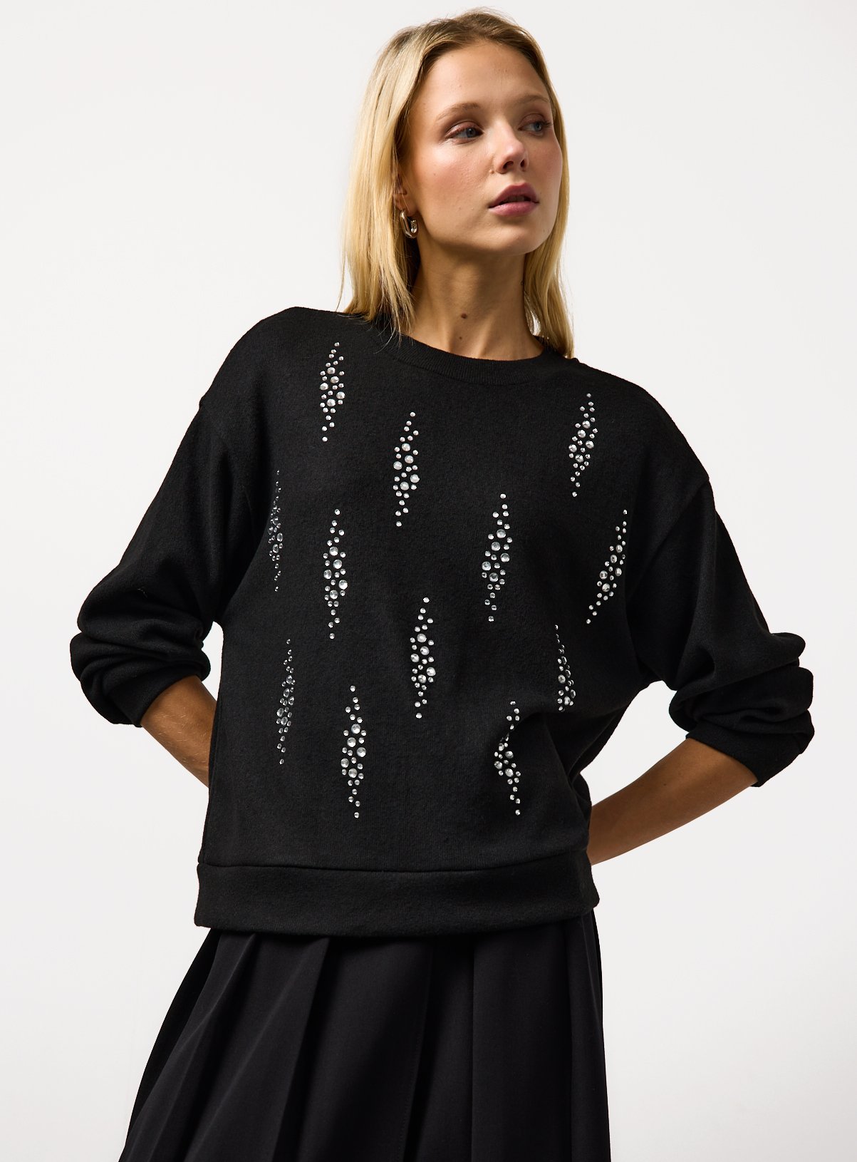 Black Embellished Tear Drop Top 