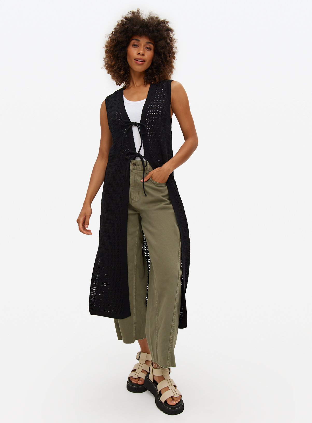 Black Tie fastening Longline Waistcoat 