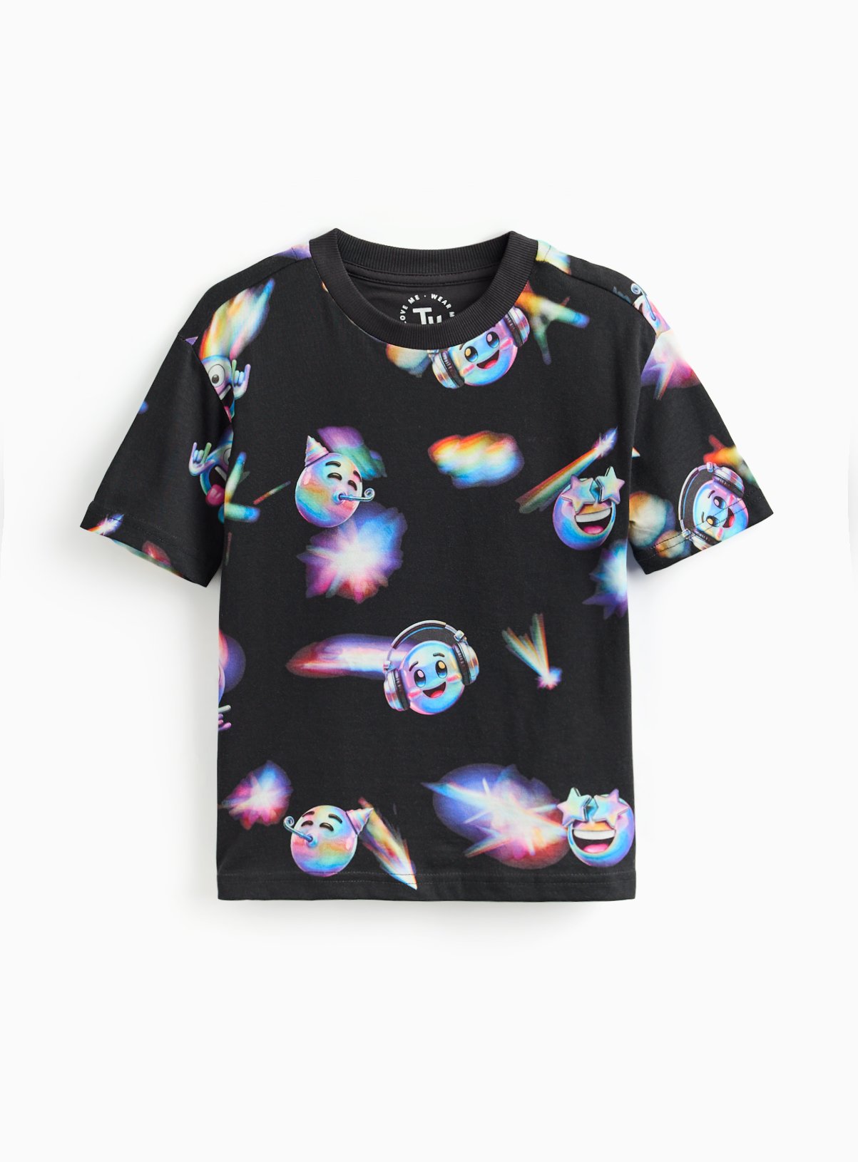 Navy Party Smile Graphic Print T-Shirt 