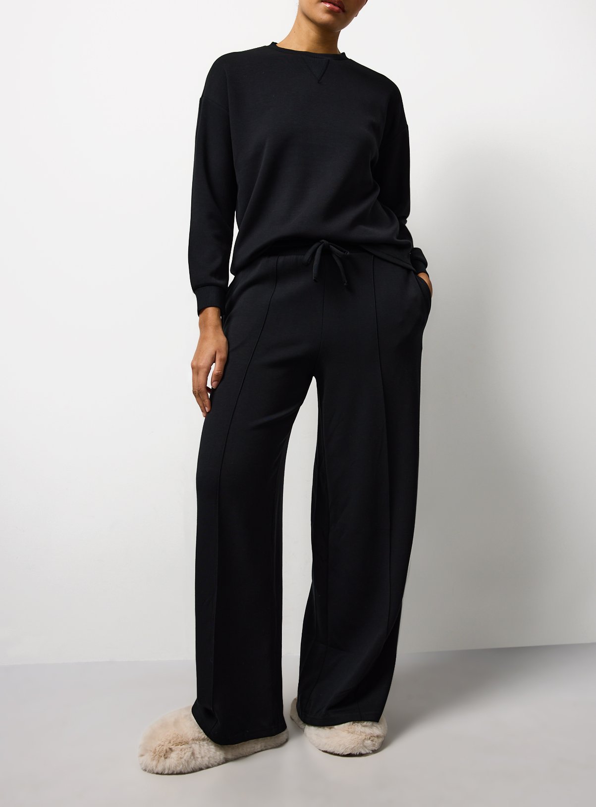 Charcoal Co-ord Scuba Straight Leg Pyjama Bottoms 