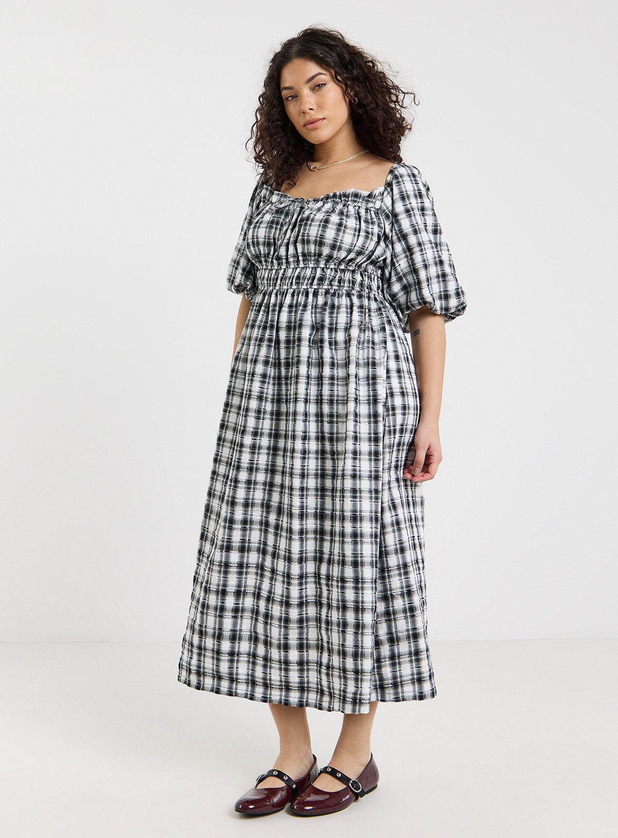 SIMPLY BE Gingham Midi Dress 